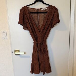 Rowa - Leopard Print Wrap Dress with Tie Waist - Size Large